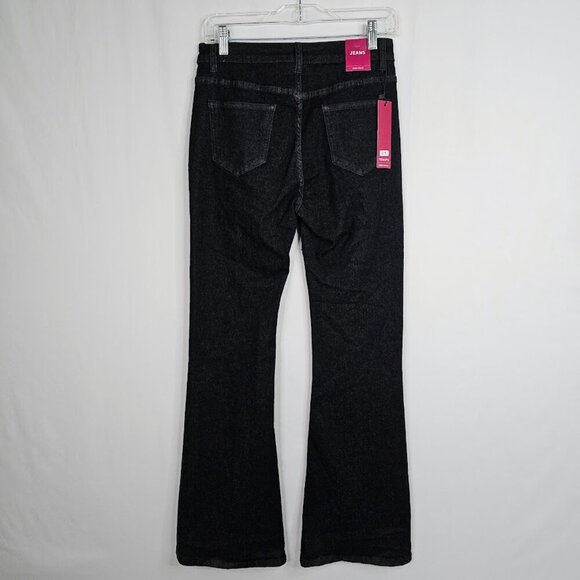NWT Women's TENGFU Flare Leg Jeans BLACK size 4 High Rise Denim Bootcut Chic - Picture 5 of 6